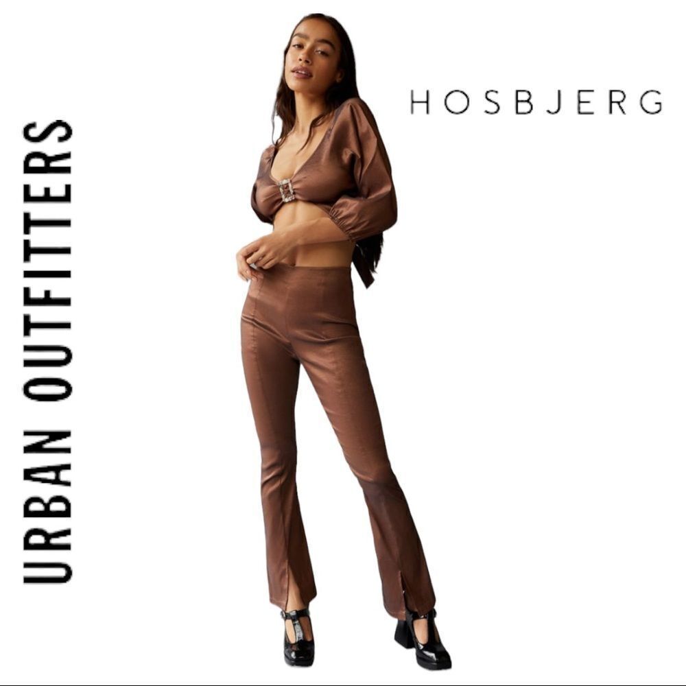 NEW Hosbjerg Urban Outfitters UO Elora Split Brown Hem Pants XL